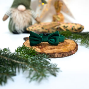 Mucha welur butelkowa zieleń, 26cm-35cm, kokarda mała