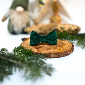 Mucha welur butelkowa zieleń, 21cm-25cm, kokarda mała