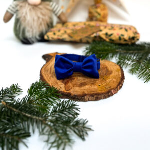 Mucha welur kobalt, 21cm-25cm, kokarda mała