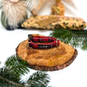 Zatrzask 1,5cm regulacja 23-31cm, szkocka krata, podszycie welur