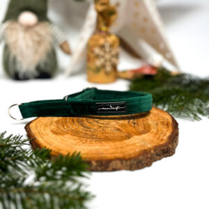 Półzacisk 2cm regulacja 26-36cm, plus końcówka zaciskowa - welur butelkowa zieleń